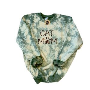 Bleach Dyed Cat Mom Sweatshirt